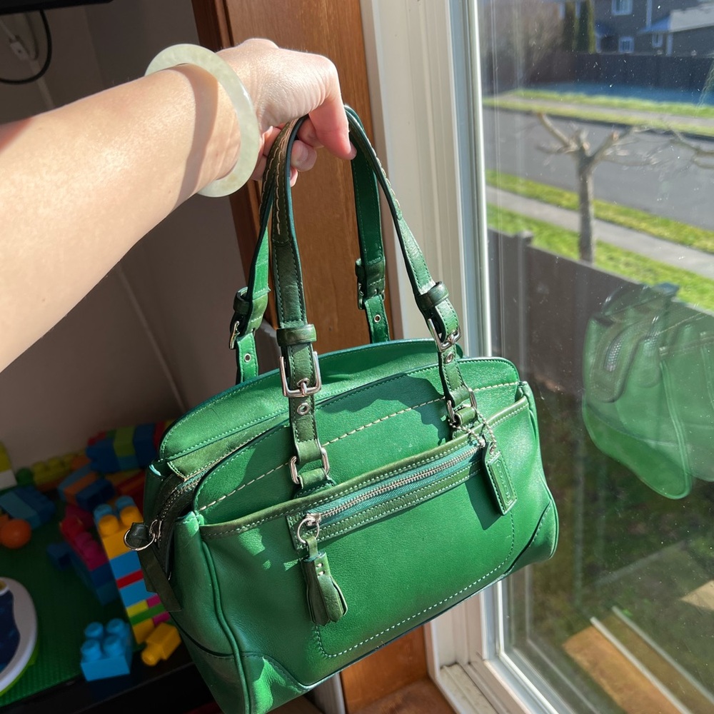 y2k coach green hampton handbag